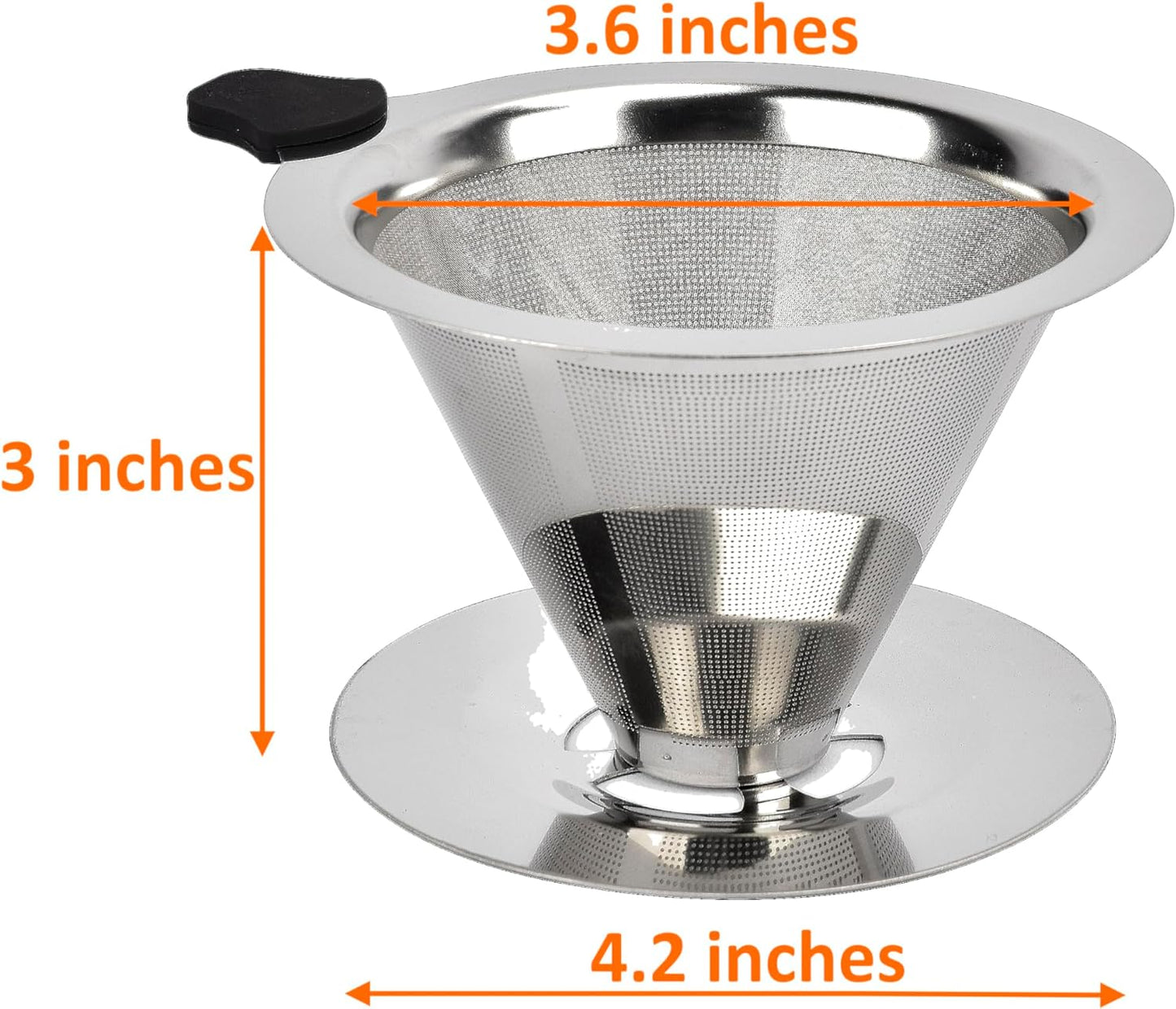 Pour Over Coffee Dripper Stainless Steel Reusable Cone Coffee Filters #2