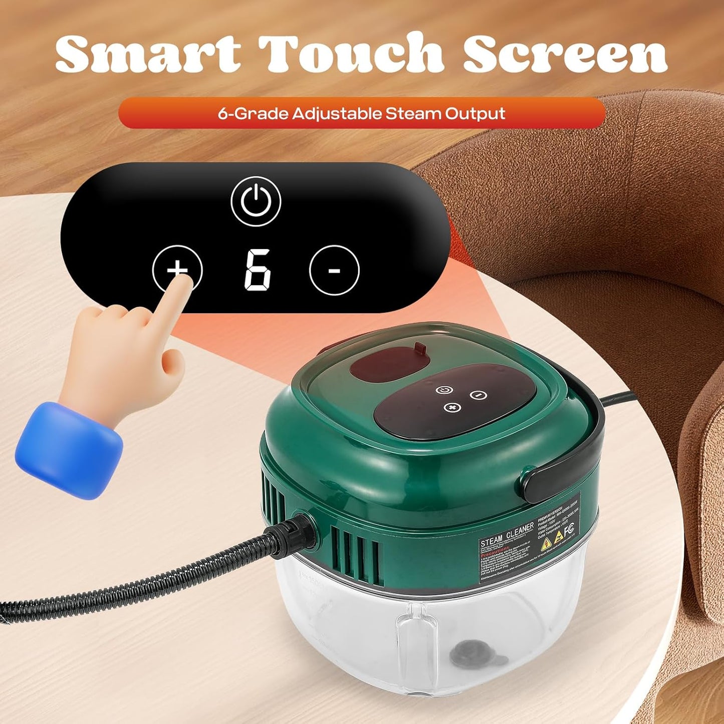 Moongiantgo Handheld Steam Cleaner 2500W High Pressure 1.5L Steamer for Cleaning, Portable Steam Cleaner for Home Kitchen Bathroom, Steam Cleaner for Car Detailing Grout Tile (Army Green)