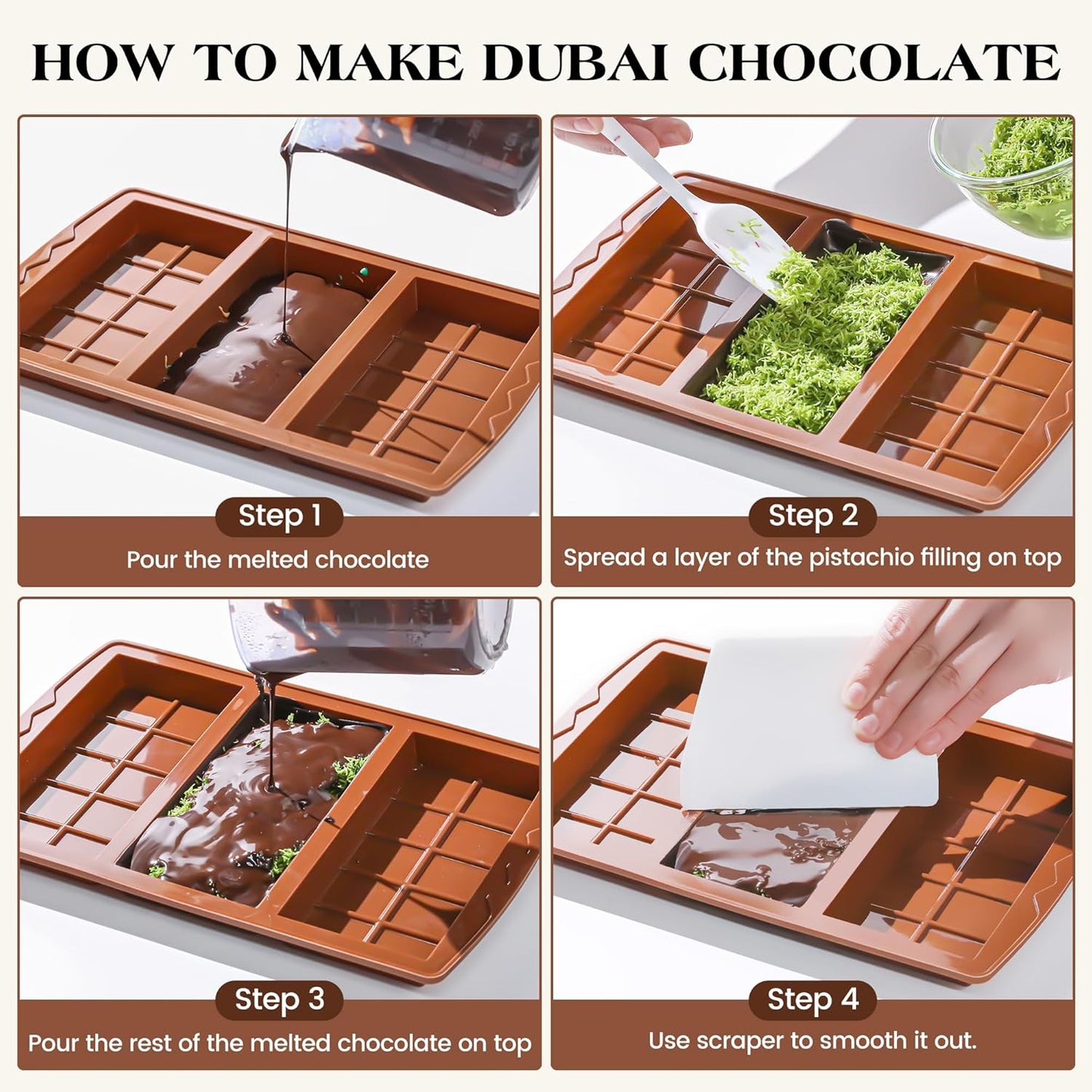 1 Pc Chocolate Bar Mold Deep Large Chocolate Molds Silicone Break Apart Thick Silicone Molds for Candy Bar, With 100 Pcs Bags and 1 Pc Scraper Set (10 Snap)