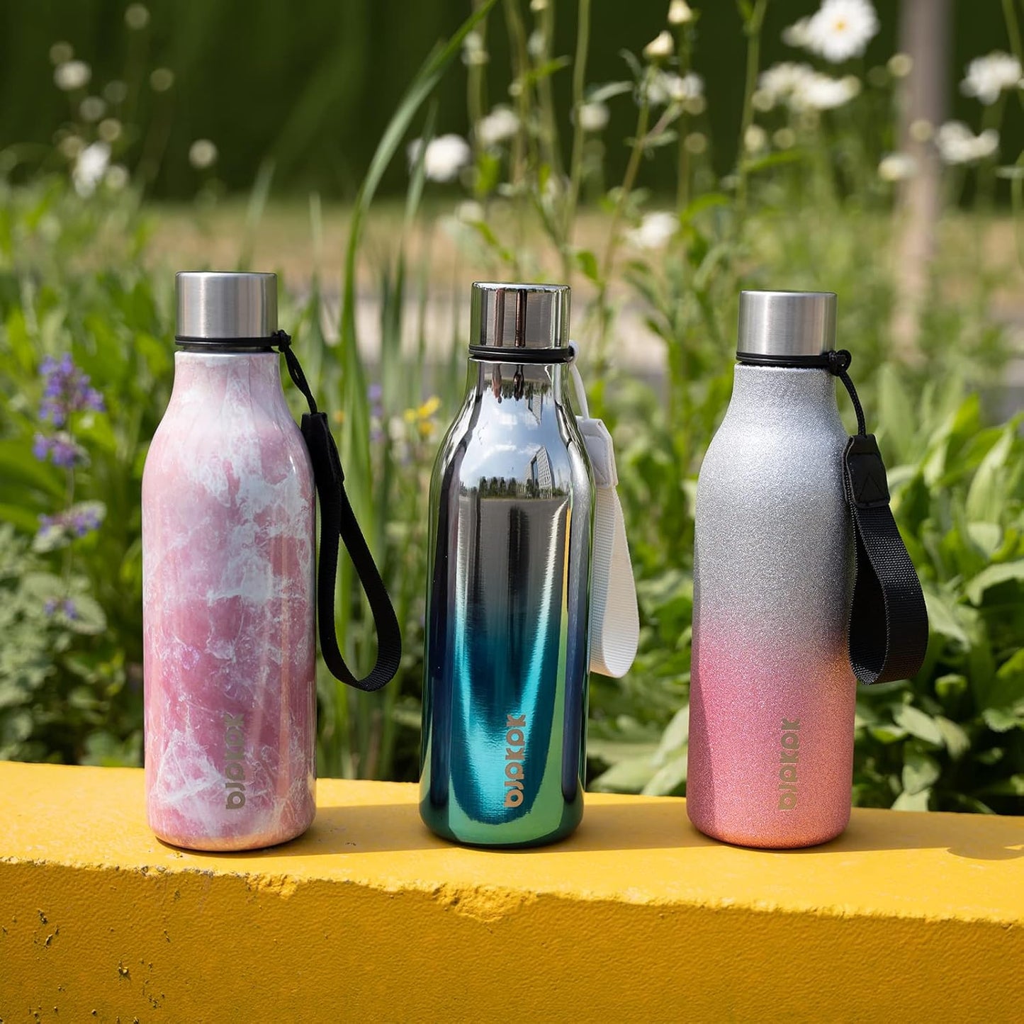 BJPKPK Insulated Water Bottles, 18 oz Stainless Steel Metal Water Bottle with Strap, BPA Free Leak Proof Thermos, Mugs, Flasks, Reusable Water Bottle for Sports & Travel, Blue Lagoon