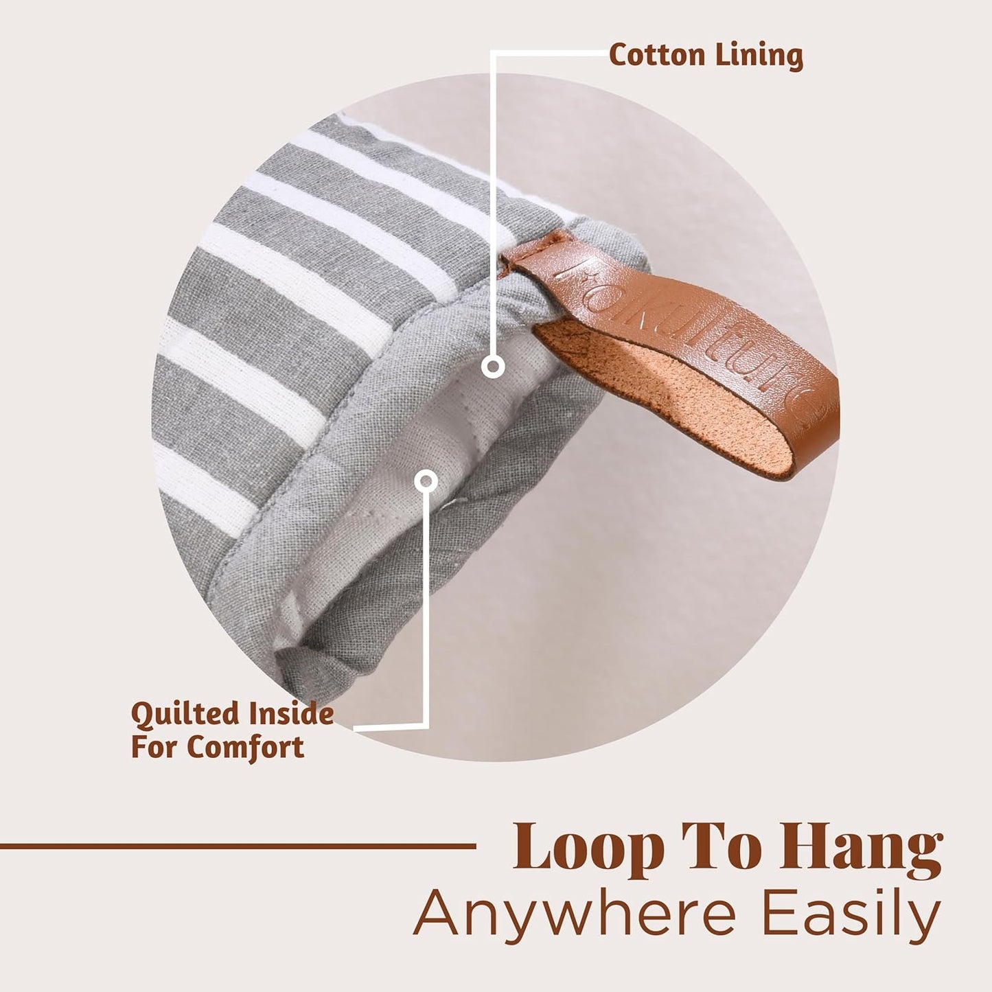 Folkulture Mini Oven Mitts Heat Resistant | (5.75 x9) Set of 2 White Short Oven Mitts with Hanging Loop | 100% Cotton Oven Gloves or Kitchen Mittens | Small Oven Mitt Set or Grey Silicone Oven Mitt