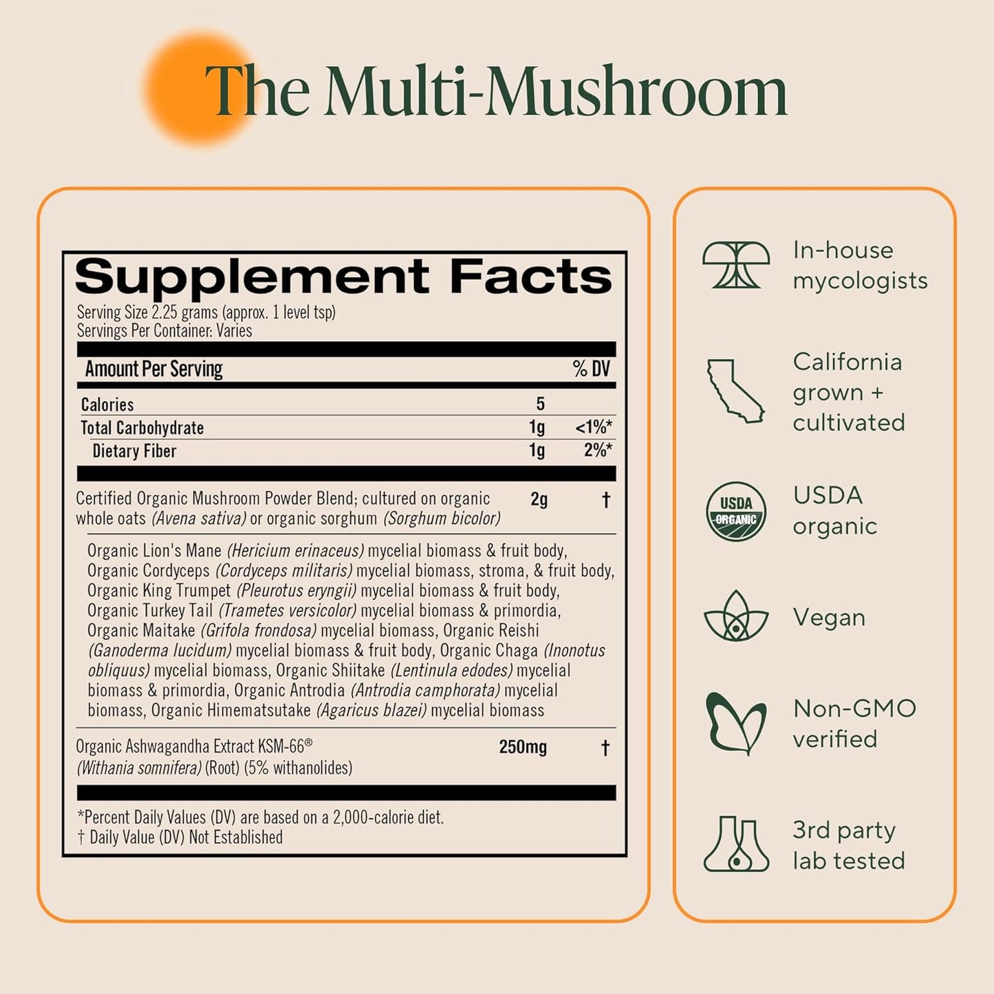 Om Master Blend Mushroom Powder – Organic Mushroom Supplement with 10 Mushrooms and Ashwagandha - Support Immunity, Gut Health & Stress Relief, 6.34 oz (80 Servings)