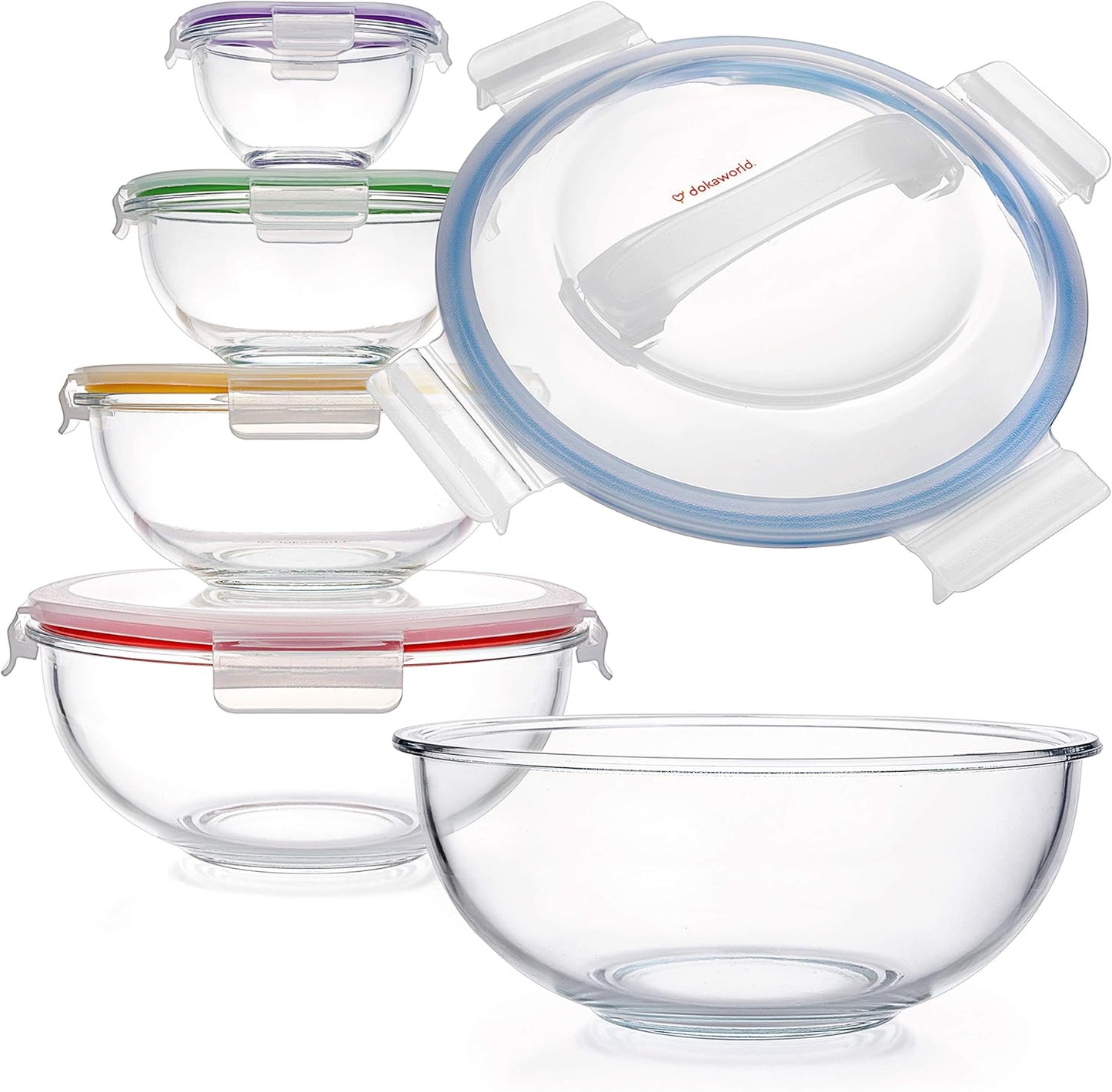 Glass Mixing Bowls Lids - (Bowls Not Included) Lids are compatible with all Glass Mixing Bowls Set