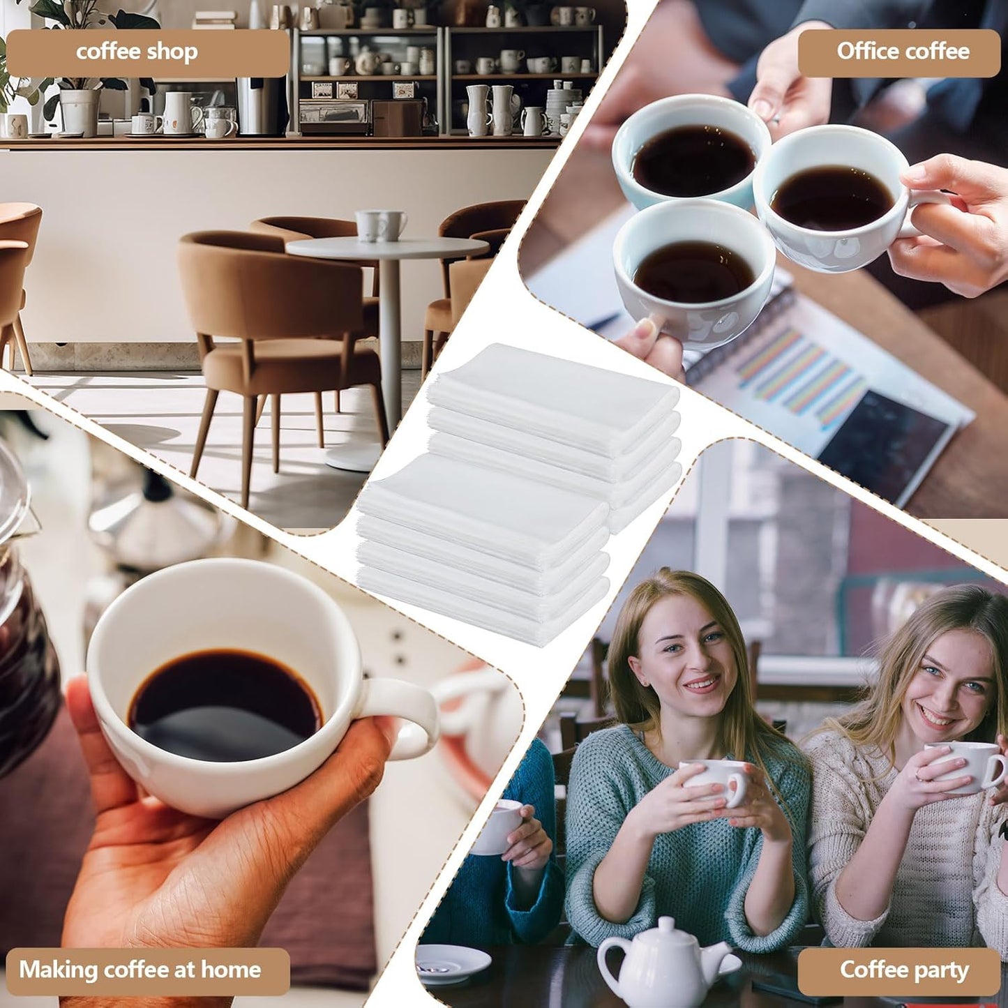 50 Pcs 20" x 20" Commercial Home Cold Brew Coffee Filter Bags with Drawstring, Disposable for Commercial Home Cold Brew Coffee Makers