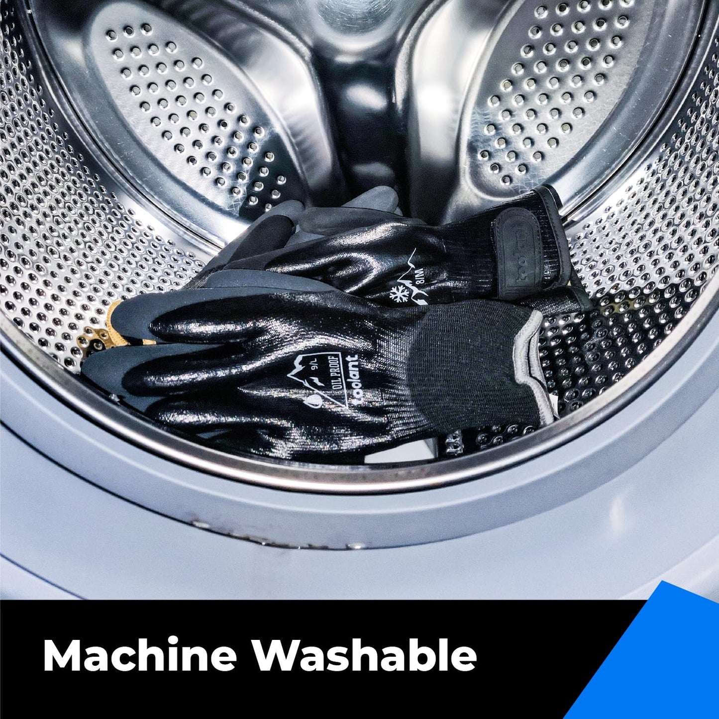 Waterproof Gloves for Men and Women, Freezer Gloves with Grip, Double Nitrile Dipped for Extreme Oil Repellent, for Construction, Mechanics, Mining, Plumbing, Black, Small