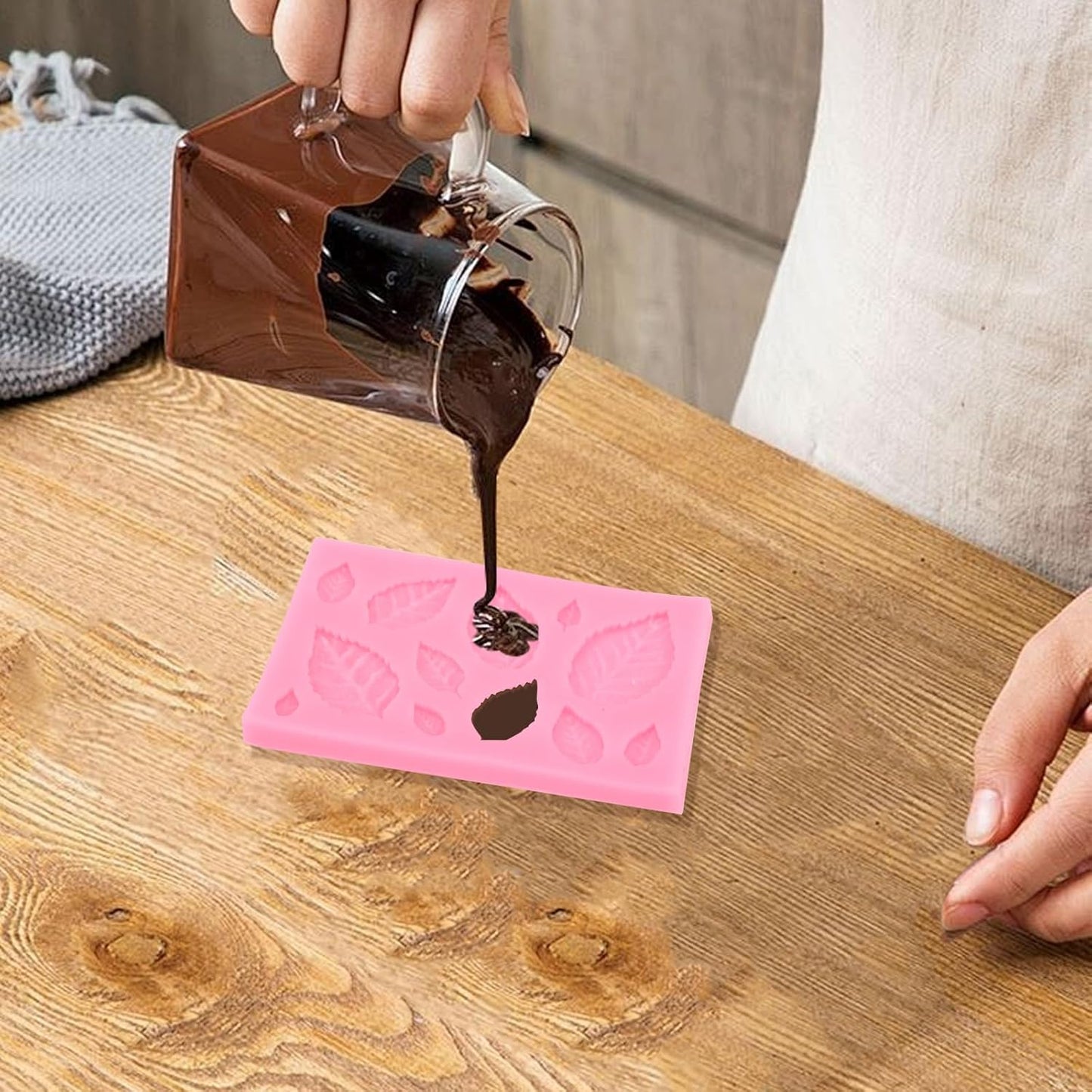 2 Pcs Rose Flowers and Leaves Chocolate Fondant Candy Silicone Molds for Cupcake Toppers, Crafting Projects, Wedding and Birthday Cake Decoration