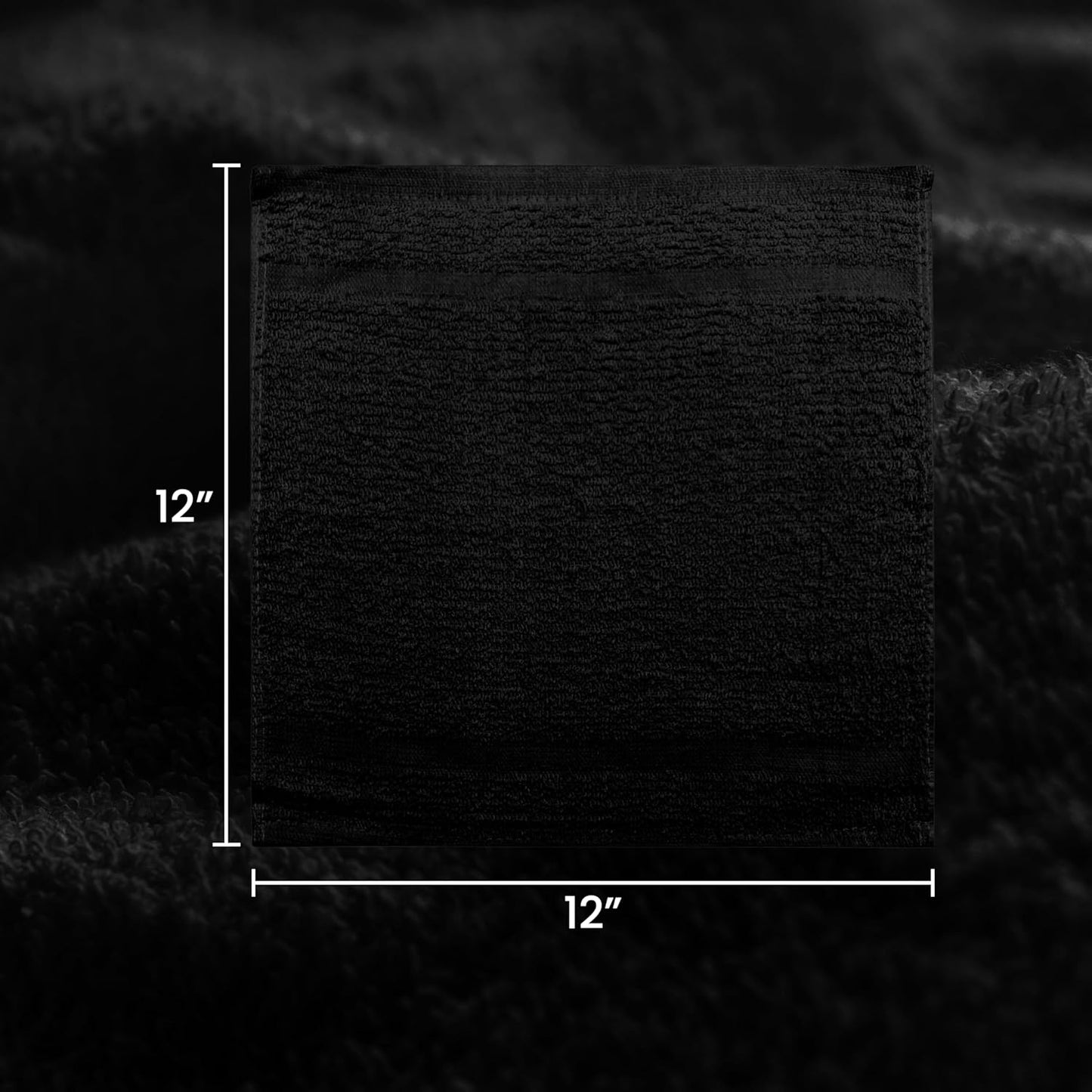 ZUPERIA 100% Cotton Terry Towels Cleaning Cloths, Pack of 50 (12" x 12") Multipurpose, Highly Absorbent, Reusable Cotton Rags, Bar Towels & Cleaning Rags for Everyday Usage (Black)
