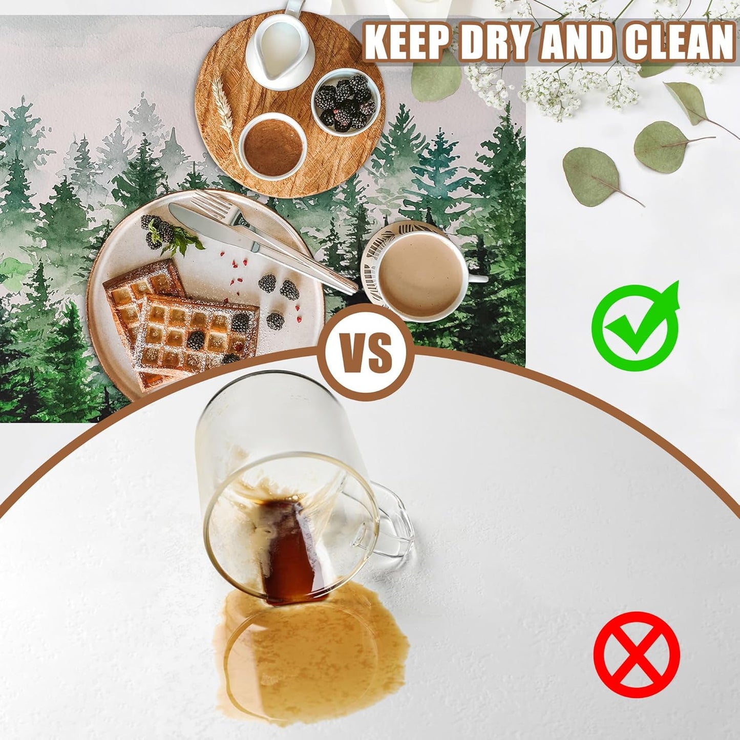 Dish Drying Mat Watercolor Foggy Forest Coffee Bar Mat for Countertop Absorbent Rubber Backed Hide Stain Dish Drainer Rack Pad Coffee Maker Espresso Machine Dining Room Decor 11.8 x 19.7 Inch