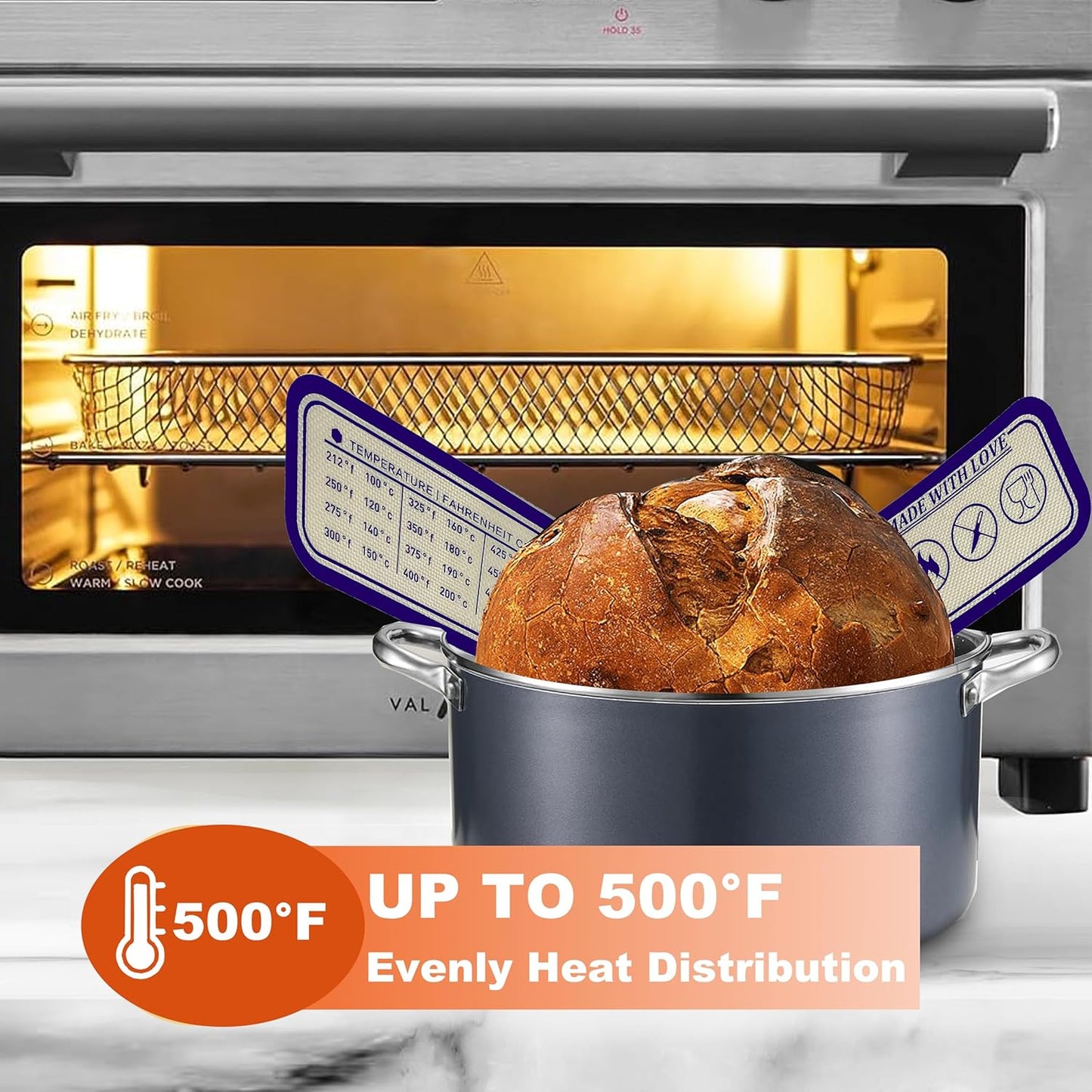 Silicone Bread Sling for Dutch Oven, 2 Pack (8" Round) – Non-Stick & 500°F Heat Resistant Sourdough Mat, Easy to Clean, Reusable Food-Grade Sourdough Slings – Fits 5 qt and up Dutch Ovens