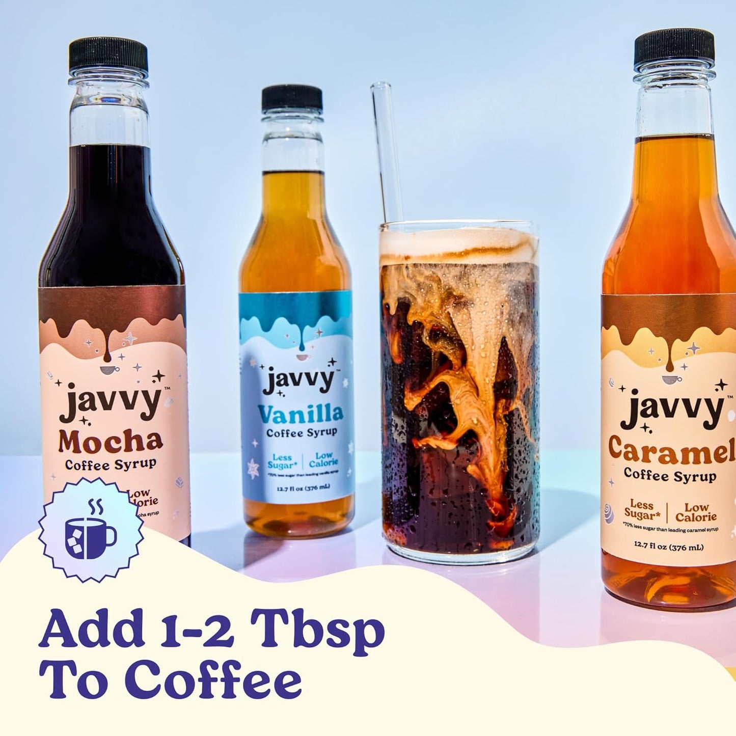Javvy Coffee Syrup - Zero Sugar, Zero Calorie, Coffee Flavoring Syrup, Coffee Bar Accessories - Great for Flavoring All Types of Drinks – Caramel