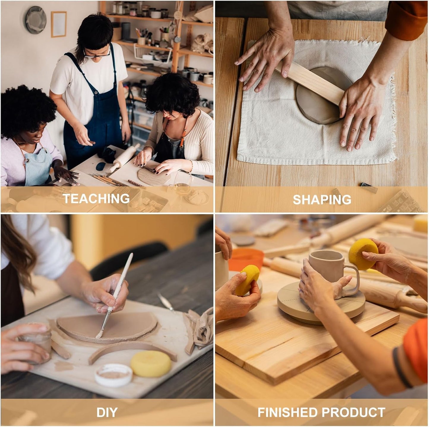 MECCANIXITY 8Pcs Pottery Teaching Rolling Mud Stick Guides, 13" x 0.8" Wood Clay Roller 3 5 7 10mm Thick Ceramic Tools Strips Rolling Guides for Clay Thickness DIY Craft