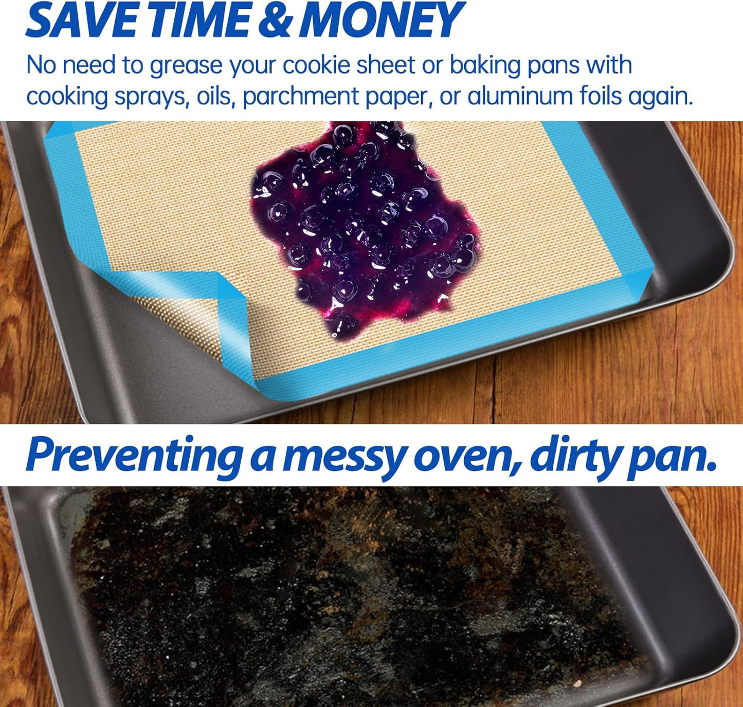 UBeesize 3 Pack Silicone Baking Mats, Non-Stick Oven Liners, Reusable Food Safe Cookie Sheets For Baking, Warp Resistant & Heavy Duty Bakeware Mat For Making Macaroon, Pizza, Cookie, Pastry, Bread