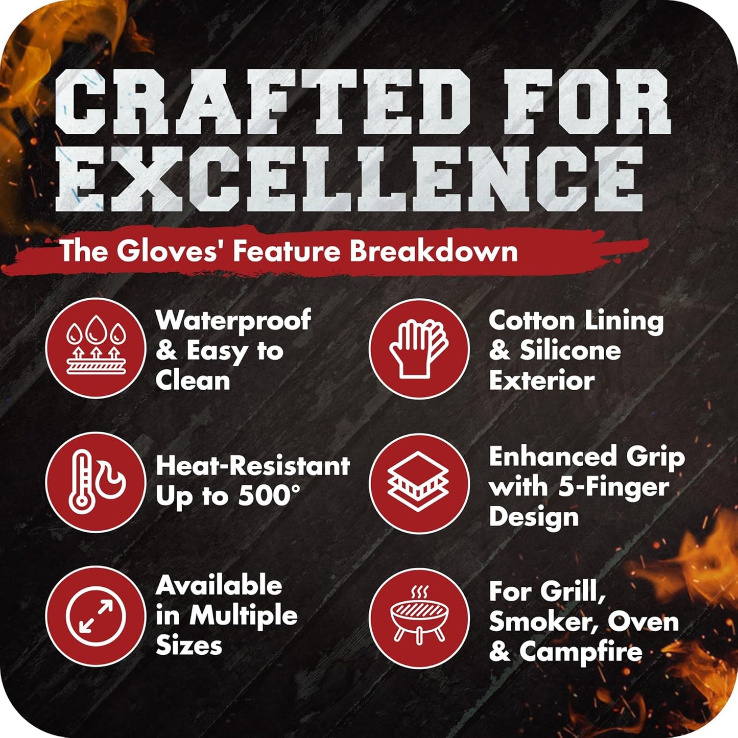 KITCHEN PERFECTION Silicone Smoker Oven Gloves -Extreme Heat Resistant BBQ Gloves -Handle Hot Food Right on Your Grill Fryer&Pit|Waterproof Grilling Cooking Baking Mitts|Superior Value Set +3 Bonuses