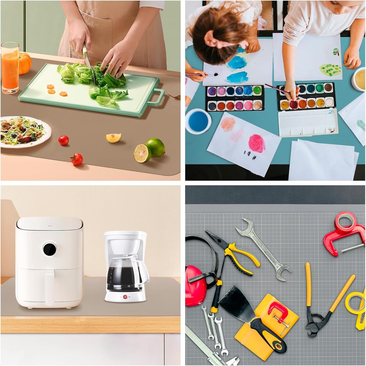 KVK 43.3×25.6in Silicone Mats for Kitchen Counter - Extra Large Silicone Mat Heat Resistant - Glossy Bottom Non Slip - Universal Painting Craft Resin Mat Table Countertop Protector, Transparent