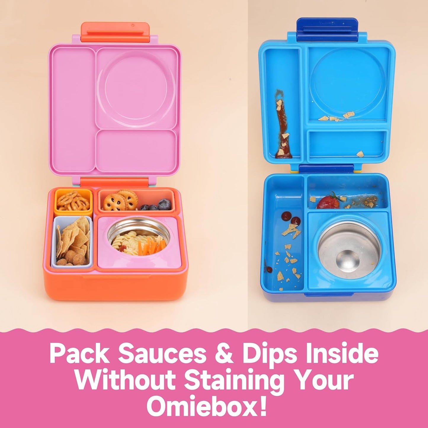 Silicone Dips Containers Compatible with OmieBox, 4 Pack Salad Dressing Container To Go for Most Bento Lunch Box, Small Snack Condiment Container with Lids for kids