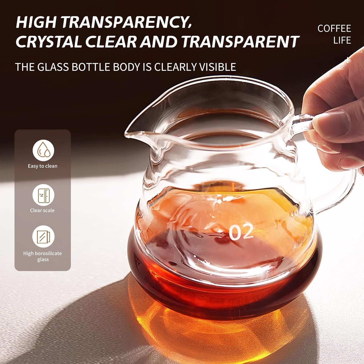 Glass Coffee Server for Drip Coffee Maker, Standard Glass Coffee Carafe, Coffee Pot with Lid, Clear, 02 600ml(20oz)