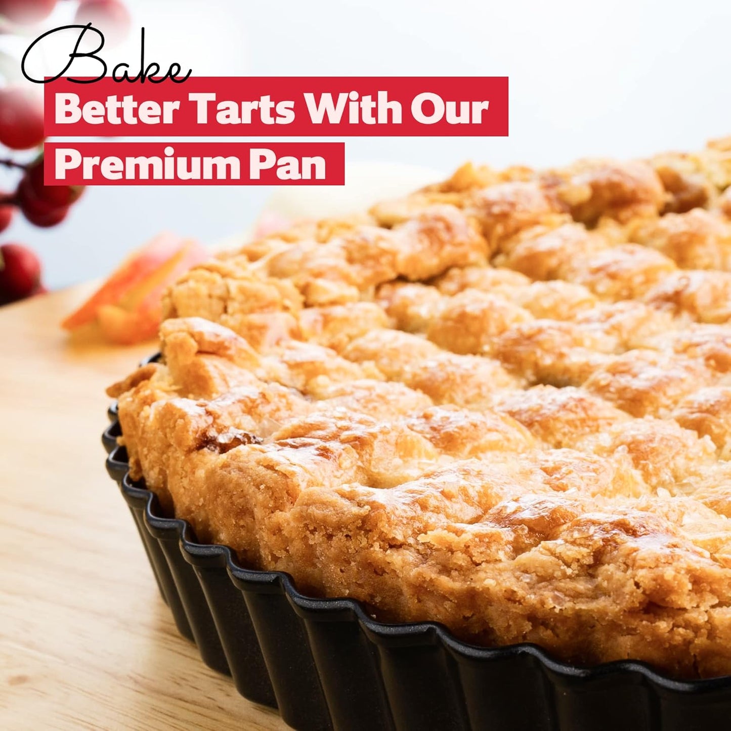 Tart Pan 9 Inch Removable Bottom- Carbon Steel Quiche Pan, Rust & Temperature Resistant Quiche Baking dish 550-600 °F- Non-Stick, Sturdy & Dishwasher Safe- Perfect for Baking Tarts