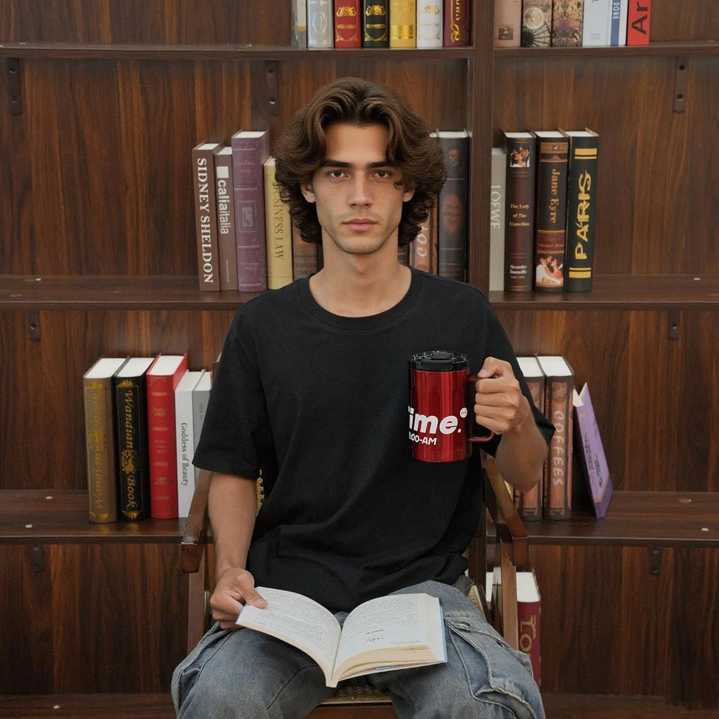 Sidagar+ 18 OZ z Stainless Steel Insulated Coffee Mug with Handle and Lid, Double Wall Vacuum Travel Mug, Tumbler Cup with Sliding Lid, Resuable Insulated Coffee Tumbler, Red