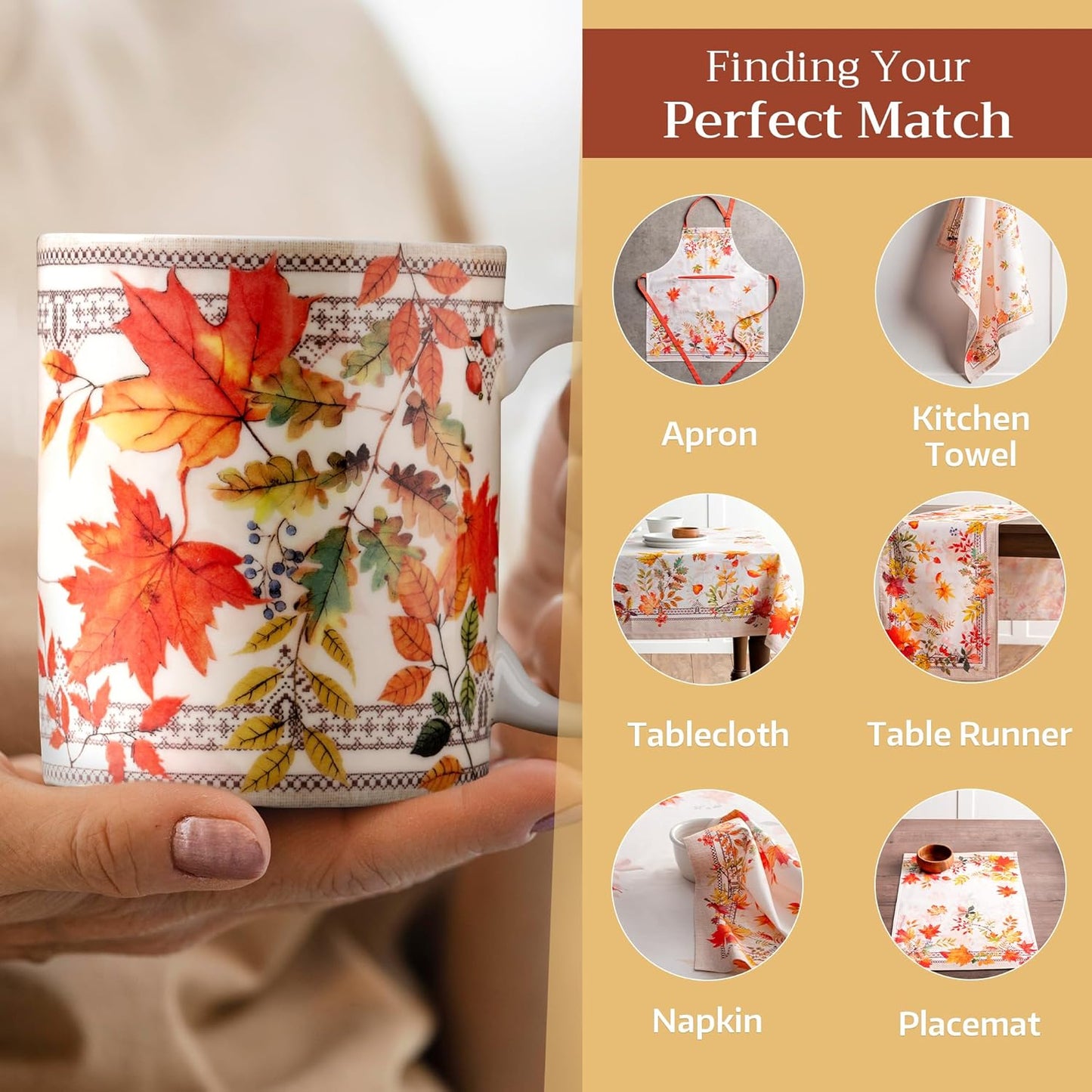 Maison d' Hermine Coffee Mug with Handles Fine Bone China Mugs Pack of One Tea Cups for Hot Beverages Cappuccino Latte Home Restaurant Office Perfect for Gift (Amarante - Automne, 15 Ounce)