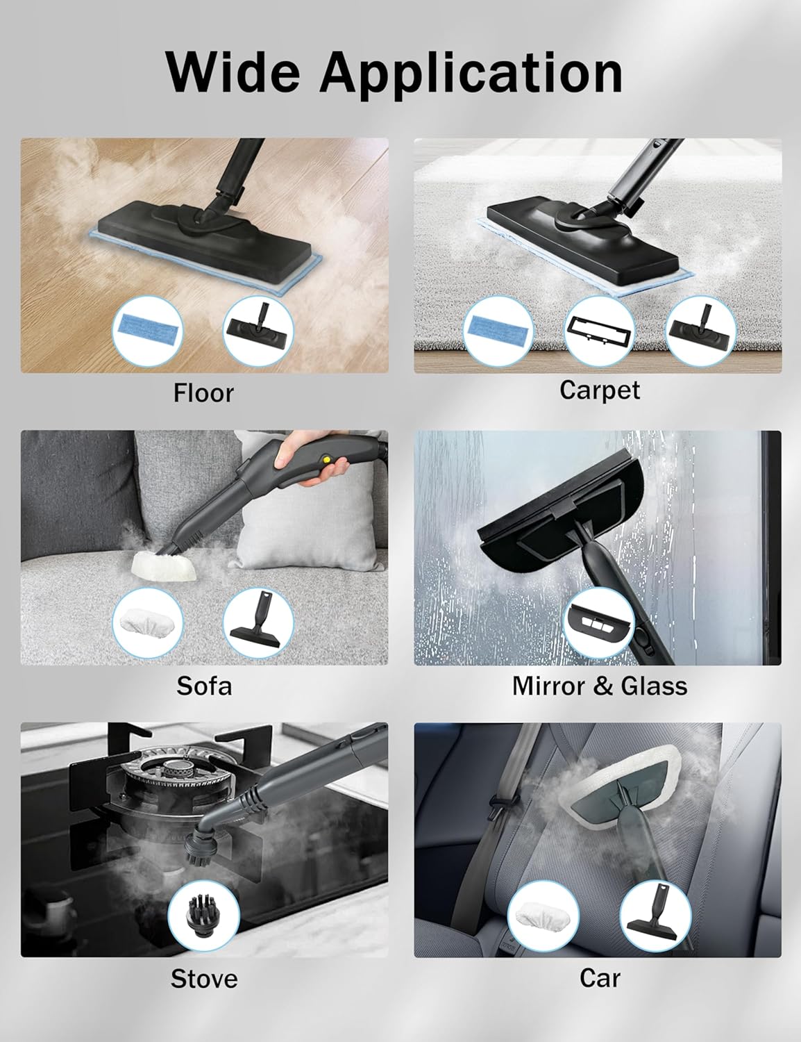 Steam Cleaner for Home, Xyloset Powerful Multipurpose Portable Steamer for Floors, Cars,Tiles, Home Use, 5 Mins Quick Heating, 1.5L Capacity, 20 Acc., Heavy Duty Steam Cleaner Carpet and Upholstery