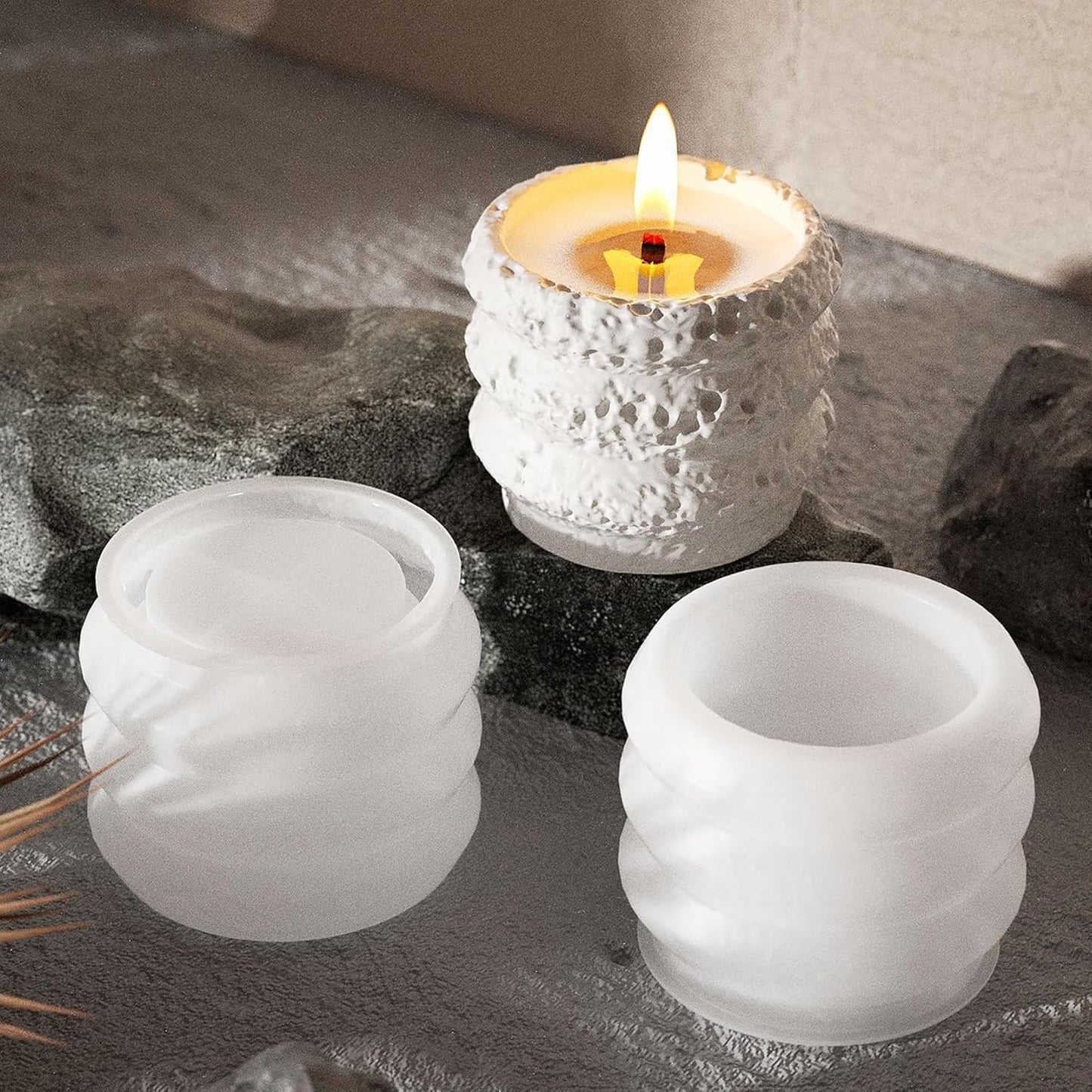 Bottle Resin Mold Candle Holder - Resin Casting Silicone Molds for Home Decor & Candle Making Wave Spiral Mold