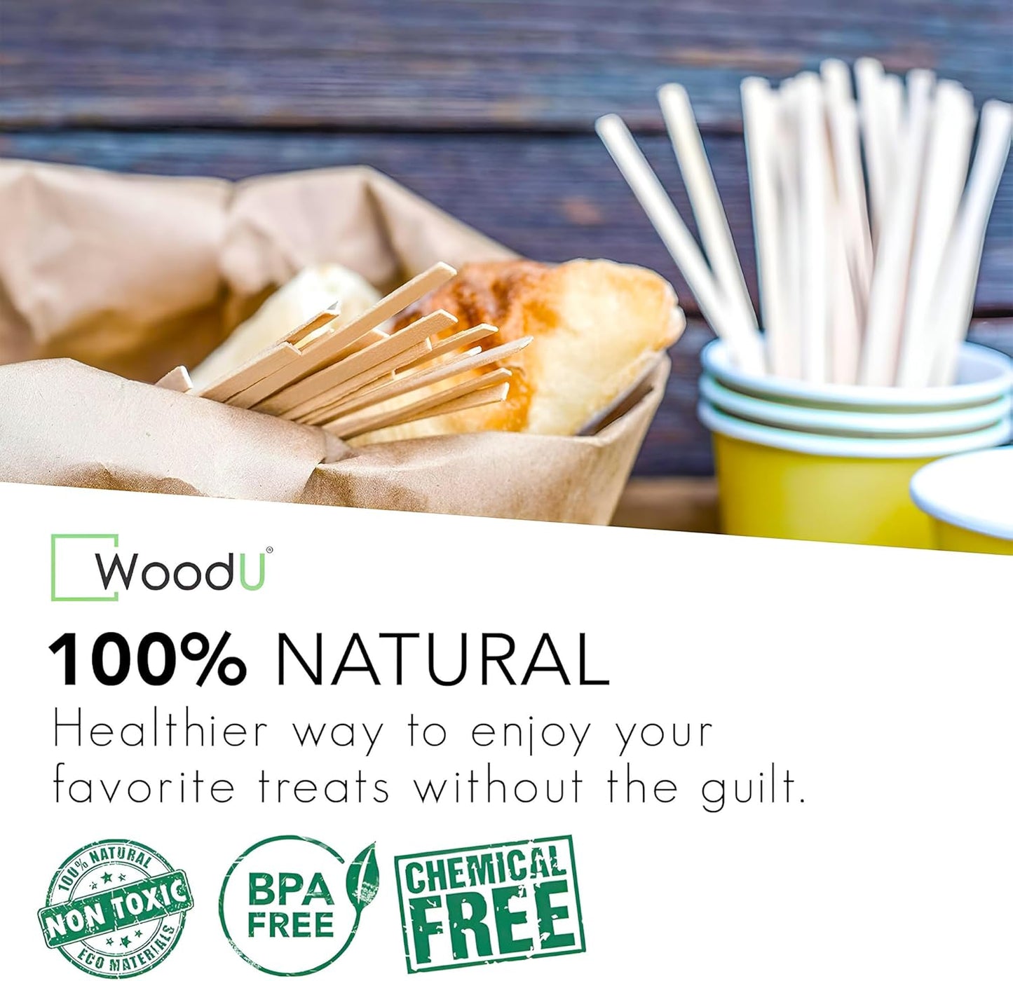 Wooden Coffee Stirrers - 5.5" 1000 pcs of Wooden Sticks - Square - End Coffee Mixer Stick