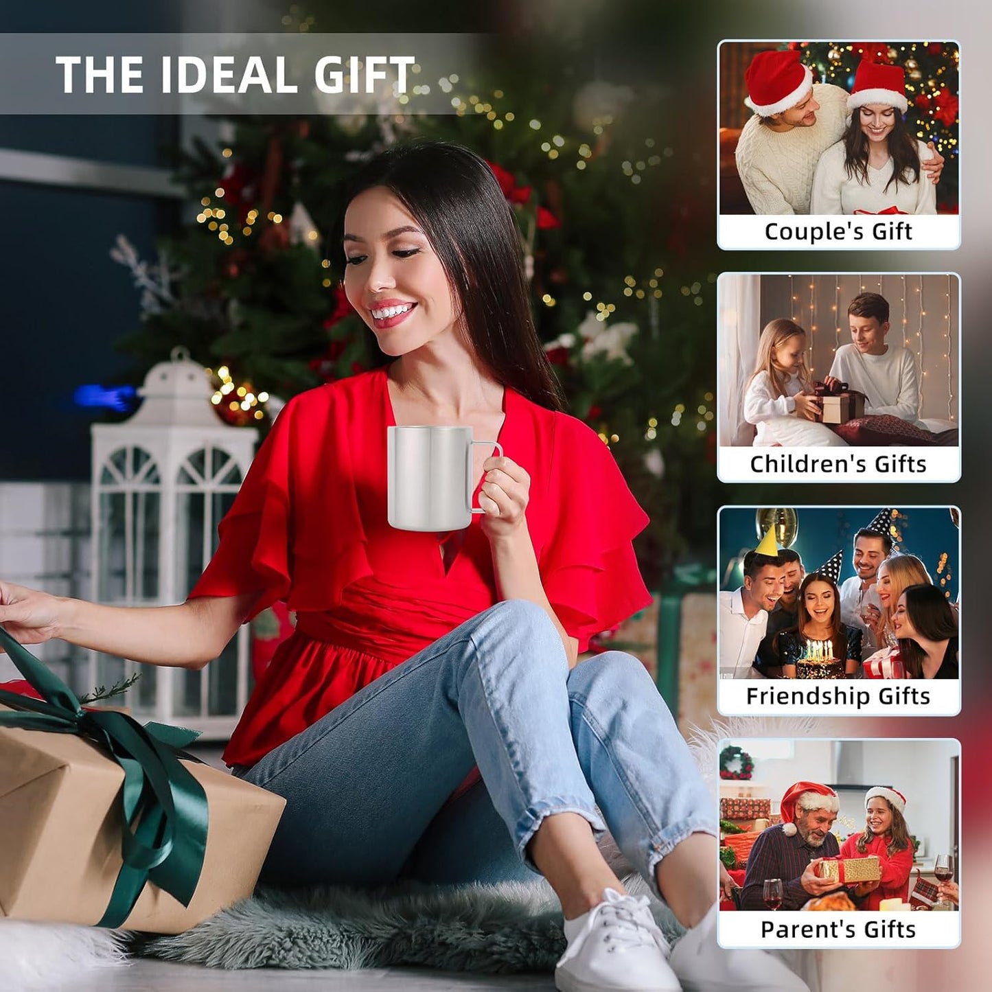 Volhoply 14oz Insulated Stainless Steel Coffee Mug with Lid Bulk 2 Pack,Double Wall Vacuum Travel Coffee Cup with Handle,Reusable Cups Tumbler,Camping Mugs Keep Hot&Cold,Ideal Gifts(MIX,2)