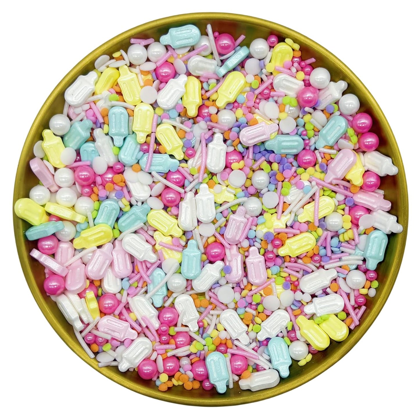 Dynastang Popsicle Sprinkles Mixed Style Edible Cake Decorations Cupcake Toppers Cookie Perfect for Cakes, Cupcakes, Desserts Toppings 3OZ