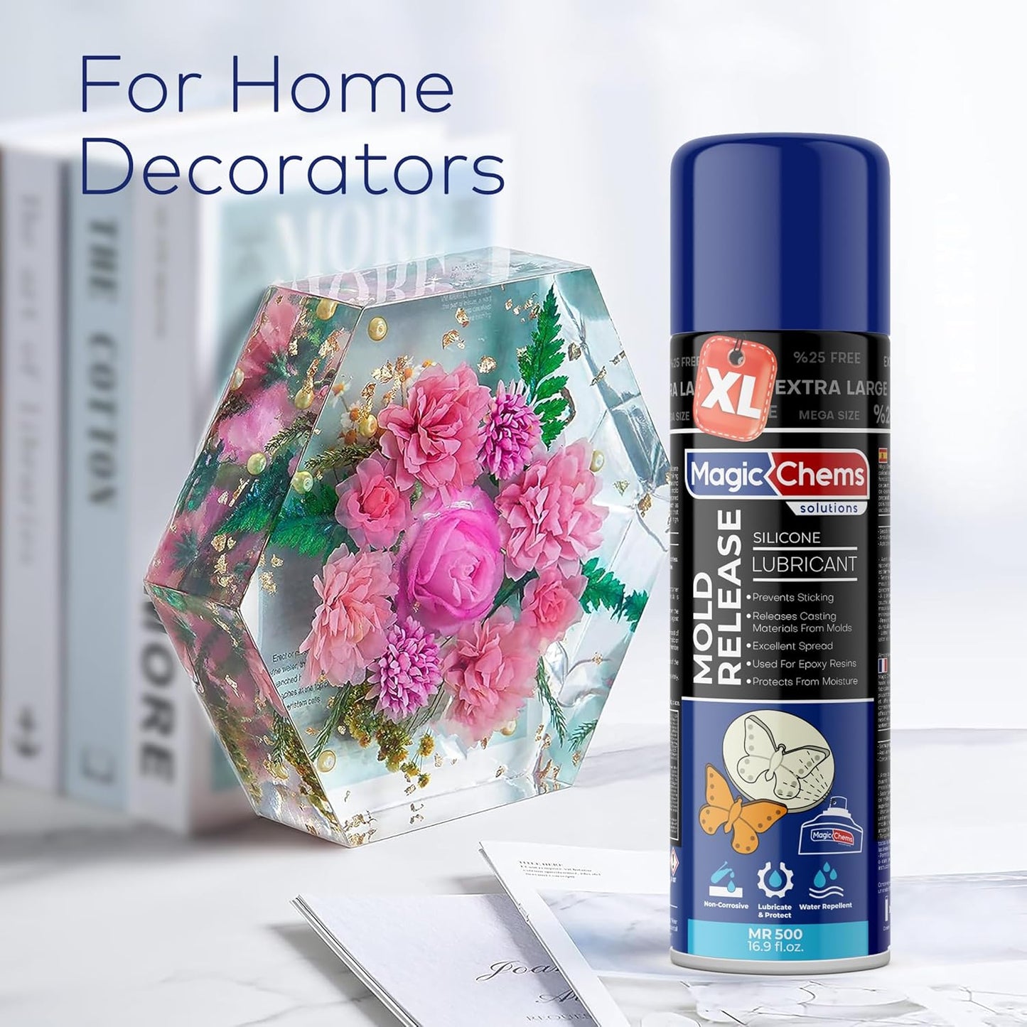 Silicone Mold Release Spray for Epoxy Resin (2 x 16.9 fl oz / 500ml) Mold Release Spray for Candle Making Releasing Agent for Silicone Molds (2 Pack Mega Size)