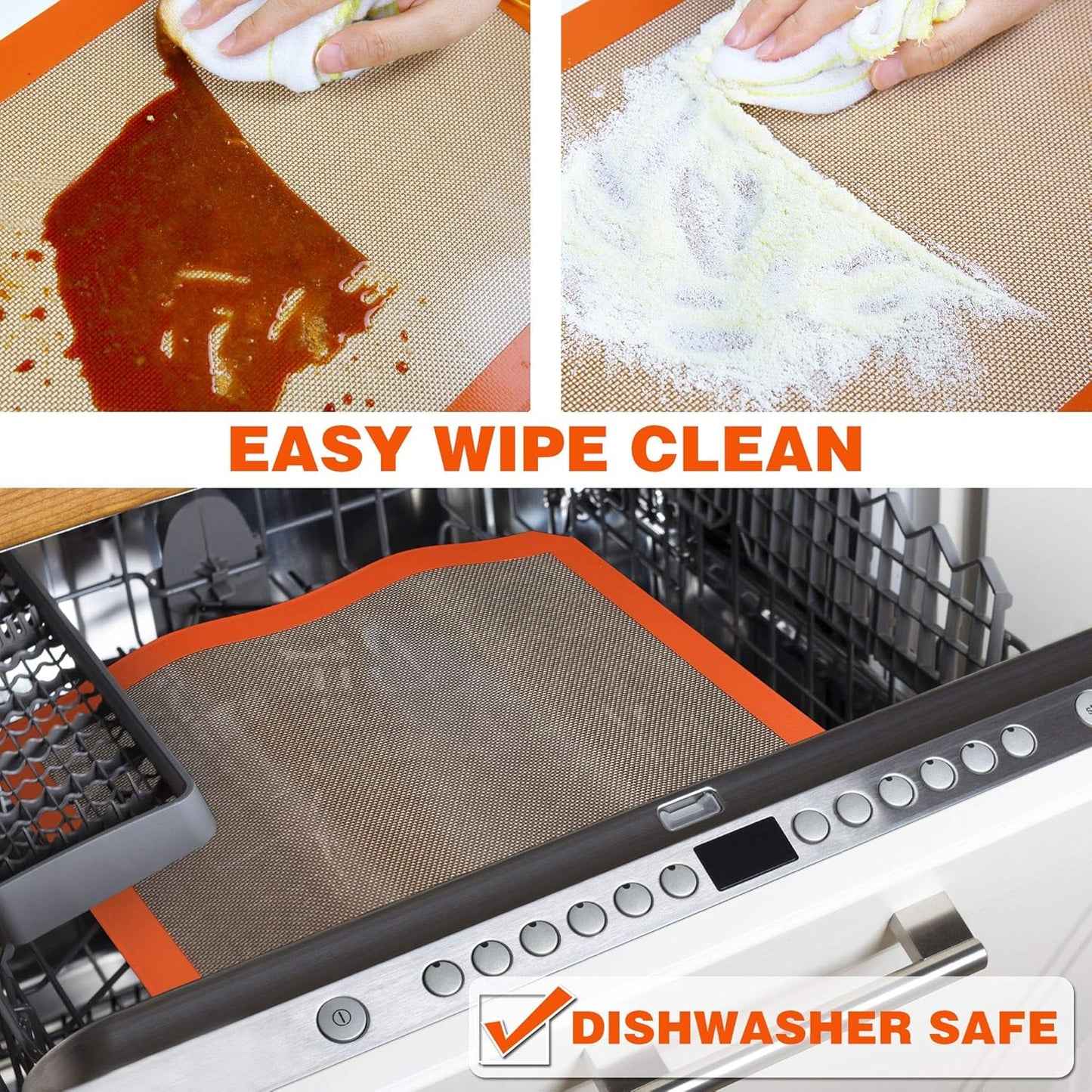 Silicone Baking Mat - Best German Silicone - Non Slip Silicone Baking Sheet, Non Stick Reusable Silicone Mats For Baking, Oven Liner, Counter Mat, Half Sheet Baking Mat for Oven