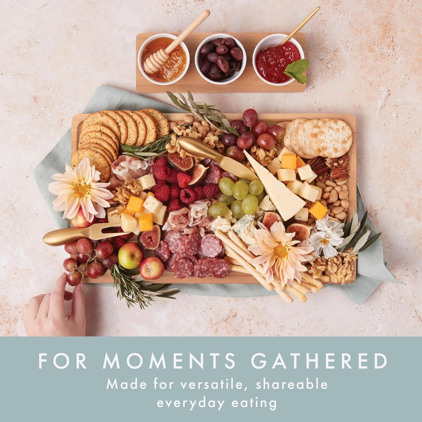 Charcuterie Boards Set - Solid Wood Cheese Board for Serving with Accessories - House Warming Gifts for New Home, Bridal Shower & Wedding Gift, Birthday Gifts for Women