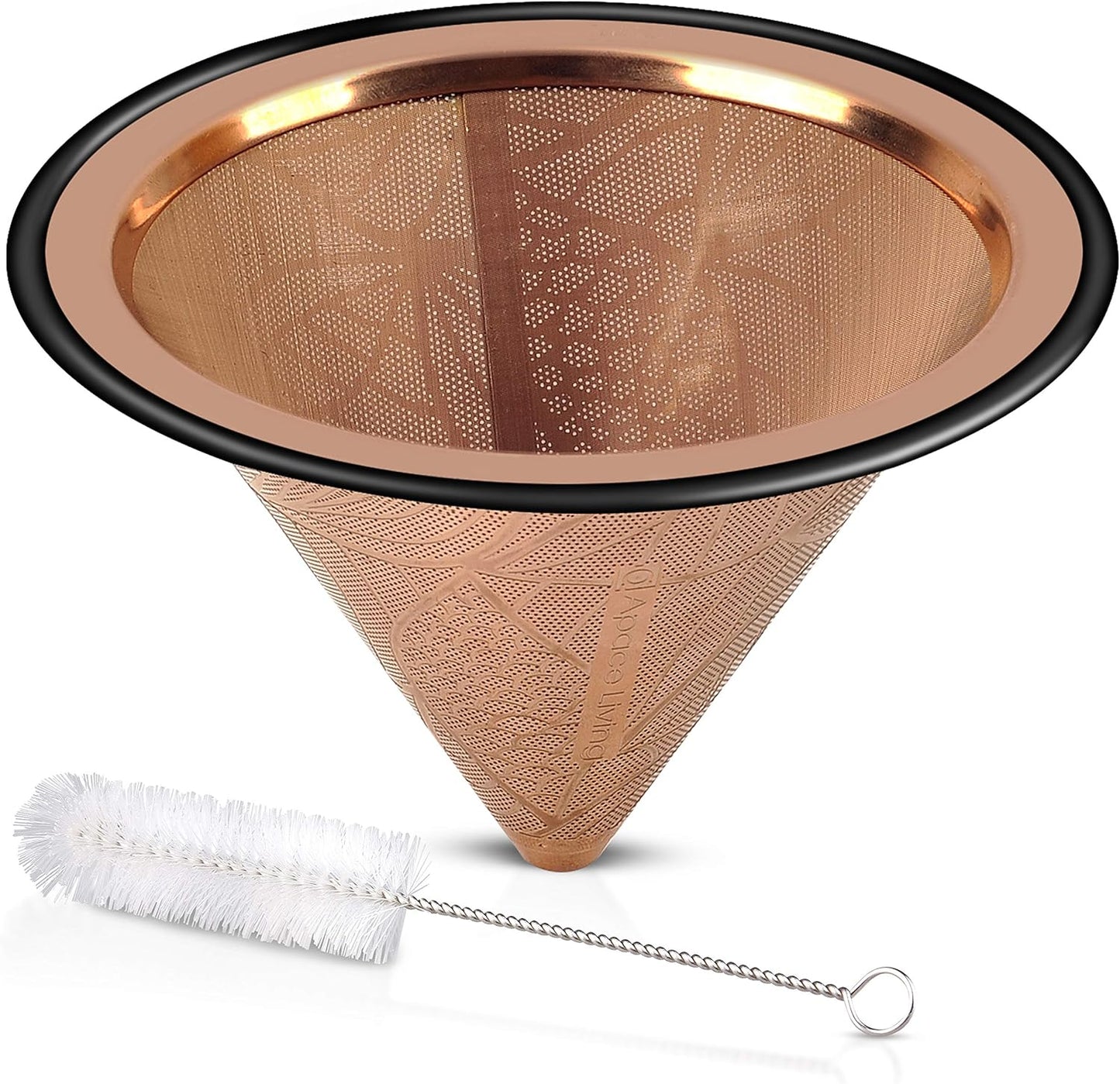 Compatible with Chemex, Hario V60 Pour Over Coffee Filter - Wide Metal Base Reusable Stainless Steel Coffee Dripper - Paperless Coffee Filter for Sustainable Brewing