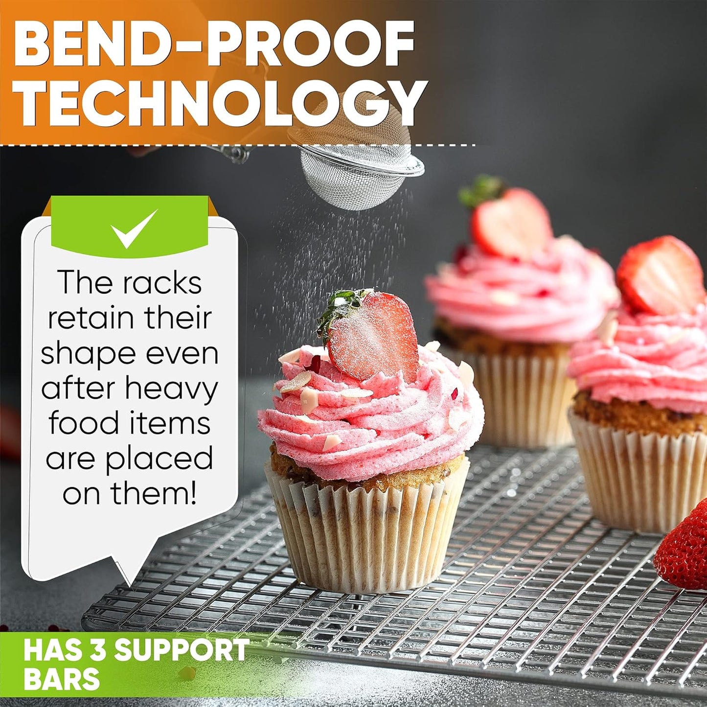 Spring Chef 11.8 x 17 Inch Stainless Steel Cooling Racks for Cooling & Baking - Oven Safe - Wire Roasting Racks for Oven Use - Fits Half Sheet Cookie Pan - Dishwasher Safe - Set of 2