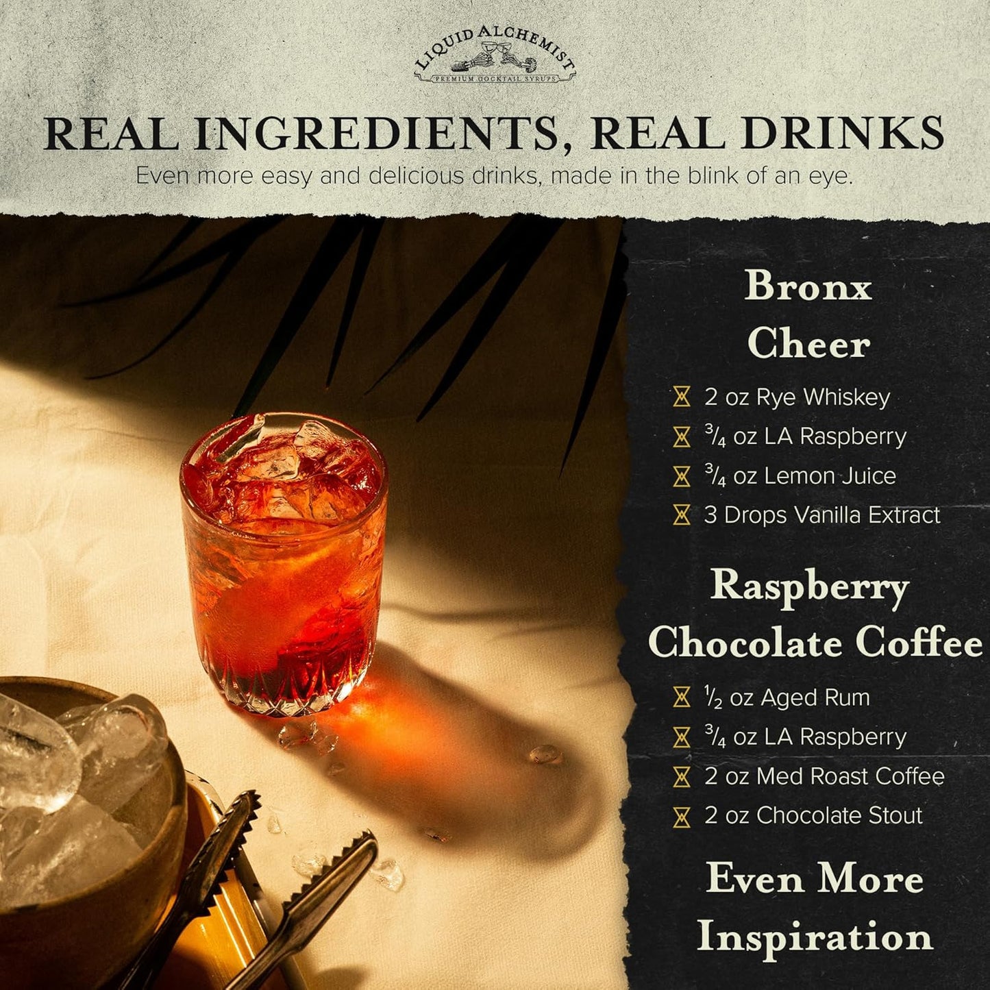 Liquid Alchemist Raspberry Syrup for Drinks - Real Ingredients Make our Raspberry Puree for Drinks the Perfect Drink Mixer - Our Cocktail Syrup is Non-GMO & Vegan (25 oz)