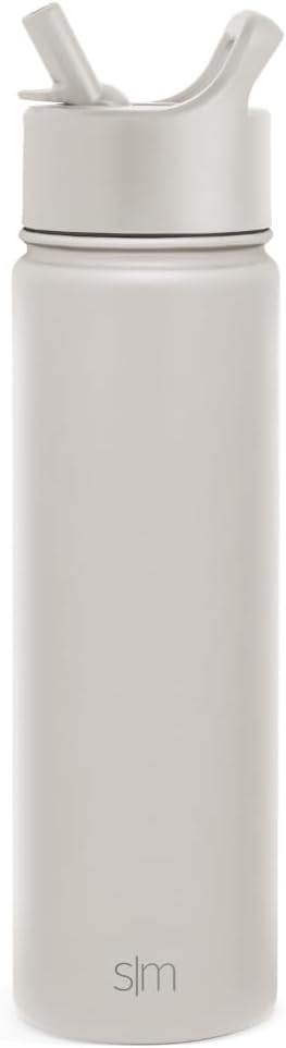 Simple Modern Water Bottle with Straw Lid Vacuum Insulated Stainless Steel Metal Cup Bottles | Reusable Leak Proof BPA-Free Flask for Gym, Travel, Sports | Summit Collection | 22oz, Almond Birch