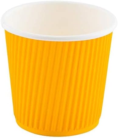Restaurantware-4 Ounce Paper Coffee Cups, 25 Ripple Wall Disposable Paper Cups - Leakproof, Recyclable, Yellow Paper Hot Cups, Insulated, Matching Lids Sold Separately