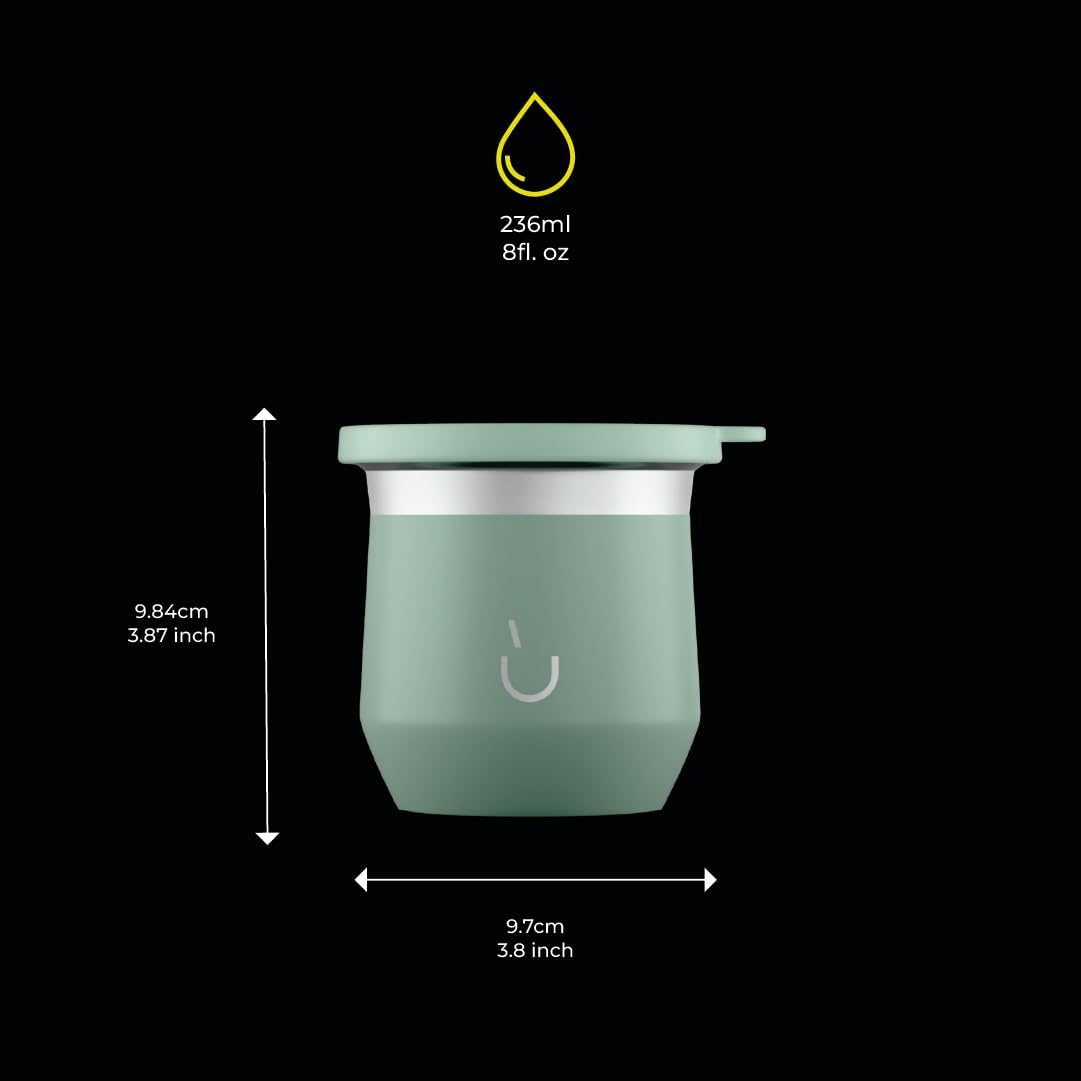 BALIBETOV Yerba Mate Cup – Vacuum Insulated Stainless Steel Gourd with Silicone Cover & Non-Slip Base – Includes 2 Bombillas & Cleaning Brush – Unique Design, Easy to Clean