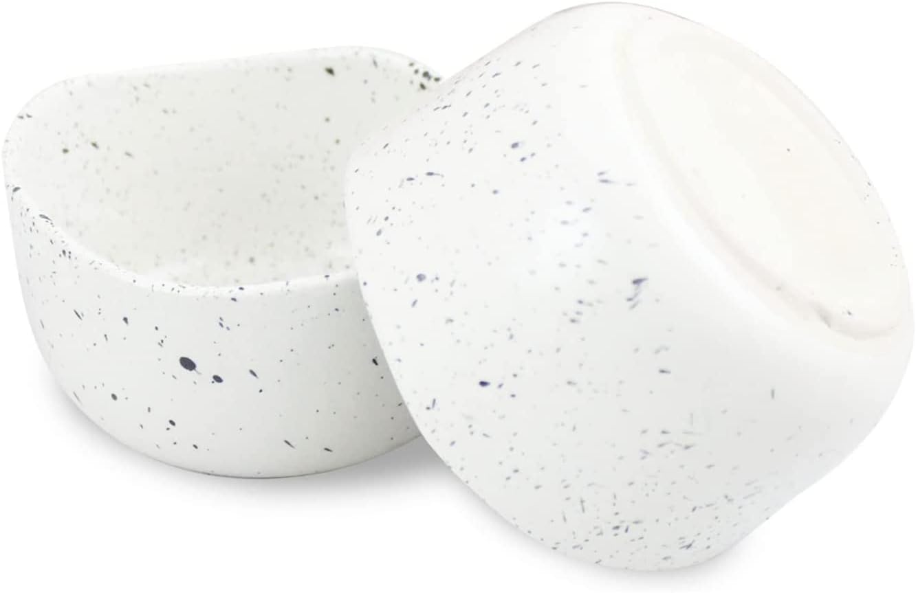 roro Handcrafted 4.5" Ceramic Miso | Rice Bowls, Set of 2 - White Matte Speckled Stoneware - Perfect for Soups