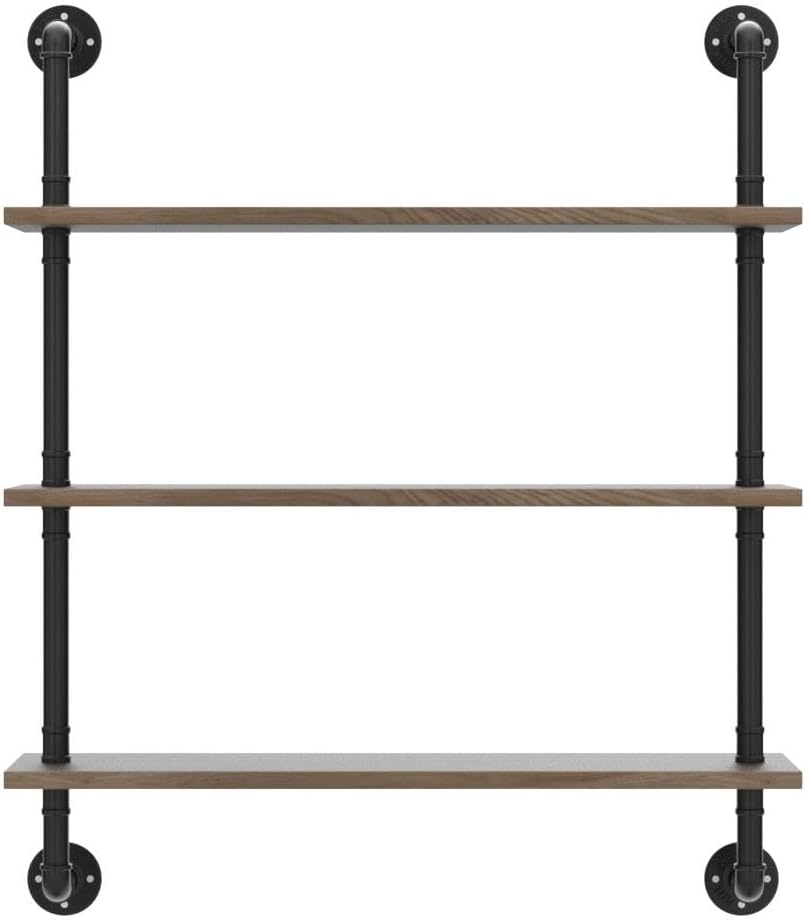 Pipe Shelves Industrial Pipe Shelving Shelves Real Wood Industrial Floating Pipe Shelves with Wood Planks 36 inch Wall Shelves Rustic Hanging Bookshelf Farmhouse Kitchen Bar Shelving