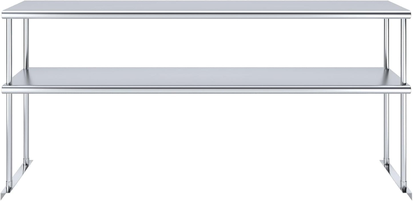 NSF Certified 18 Gauge Heavy Duty Stainless Steel Double overshelf with Brackets for Kitchens, Utility Rooms, Storage, Offices & Home