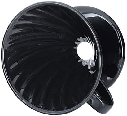 Pour Over Coffee Dripper - Ceramic Slow Brewing Accessories for Home, Cafe, Restaurants - Easy Manual Brew Maker Gift - Strong Flavor Brewer - V01 Paper Cone Filters - Black, 1 Cup