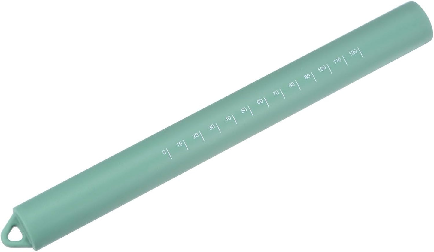 HARFINGTON Silicone Rolling Pin 10" Silicone Surface Non-Stick Stainless Steel Inner Core Dough Roller Kitchen Roller for Baking Pastry Pizza Fondant Bread, Green