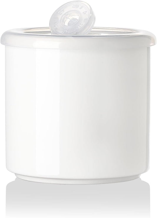 Sweejar Ceramic Food Storage Jar, Salt Container with Airtight Plastic Lid & Date Tracker, 16 Oz Kitchen Canisters for Flour, Rice, Sugar, Coffee, Spices, Pantry Organization (White)