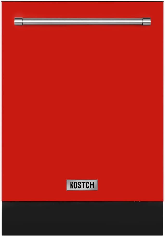 Large Capacity 24 inch Top Control Built-In Dishwasher with Third Rack – ENERGY STAR Certified, 47-dBA Ultra-Quiet, Stainless Steel (Red)