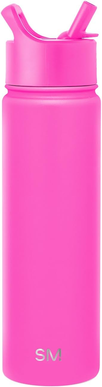 Simple Modern Water Bottle with Straw Lid Vacuum Insulated Stainless Steel Metal Cup Bottles | Reusable Leak Proof BPA-Free Flask for Gym Sports | Summit Collection | 22oz, Raspberry Vibes