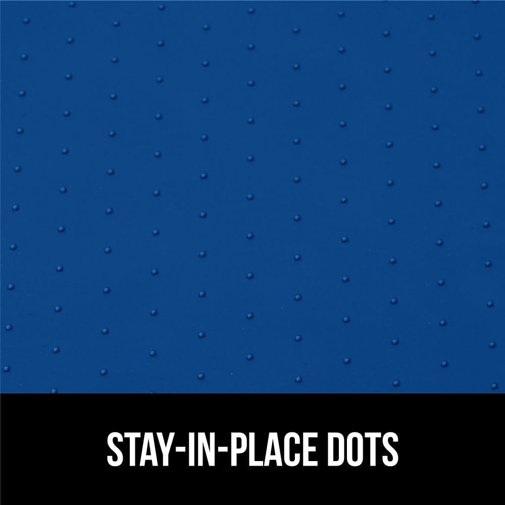 GORILLA GRIP Waterproof Silicone Under Sink Mat with Raised Lip for Kitchen and Bathroom, 28 x 22 in, Cabinet Shelf Liner Stay in Place Mats Dishwasher Safe Drawer Liner, Organizer Tray, Blue