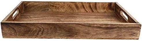 GoCraft Handmade Classic Wooden Tray – Medium 15" Serving Tray for Kitchen, Dining, and Home Use – Elegant Wood Serveware for Food, Drinks, Snacks, Coffee, Tea, Breakfast, Parties & Everyday Use