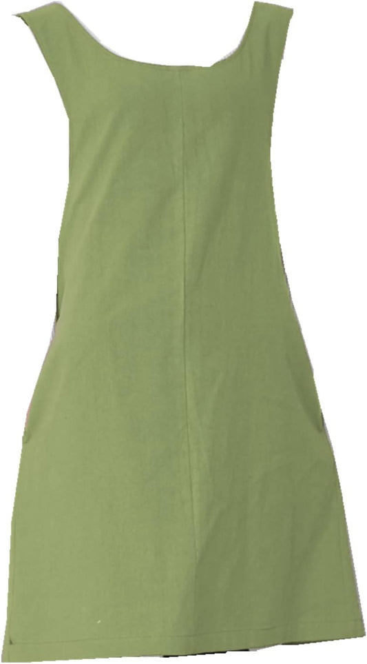Cotton Linen Japanese Apron Halter Cross Back Bandage X Shape Aprons Two Pockets