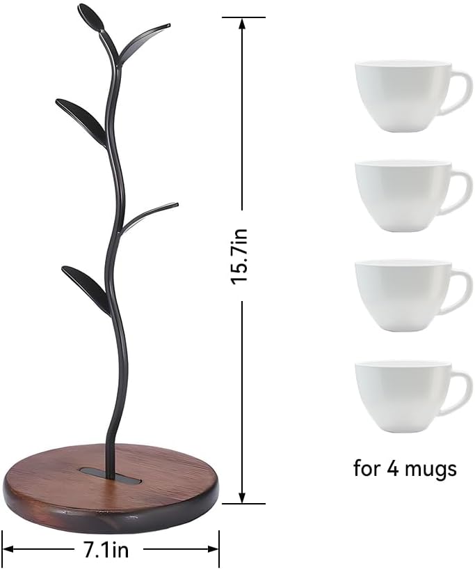 Simcat Mug Holder, Coffee Mugs/Tea Cup Storage Rack Stand, Countertop Mug Tree,Upgraded Stable Mug Stand for Kitchen Counter Cabinet Cafe Black Brow