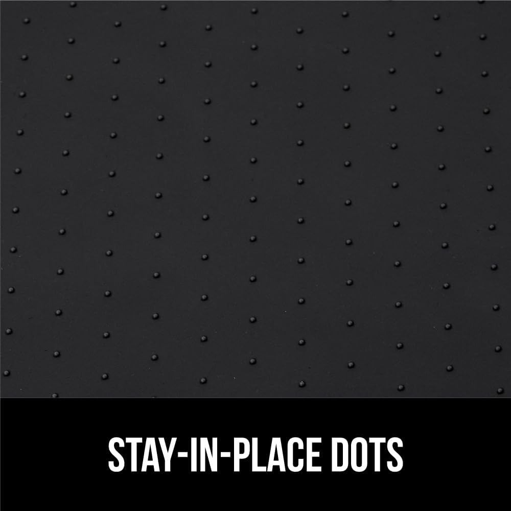 GORILLA GRIP Waterproof Silicone Under Sink Mat with Raised Lip for Kitchen and Bathroom, Cabinet Shelf Liner Stay in Place Mats Dishwasher Safe Drawer Liner, Organizer Tray, 19 x 34 in, Black